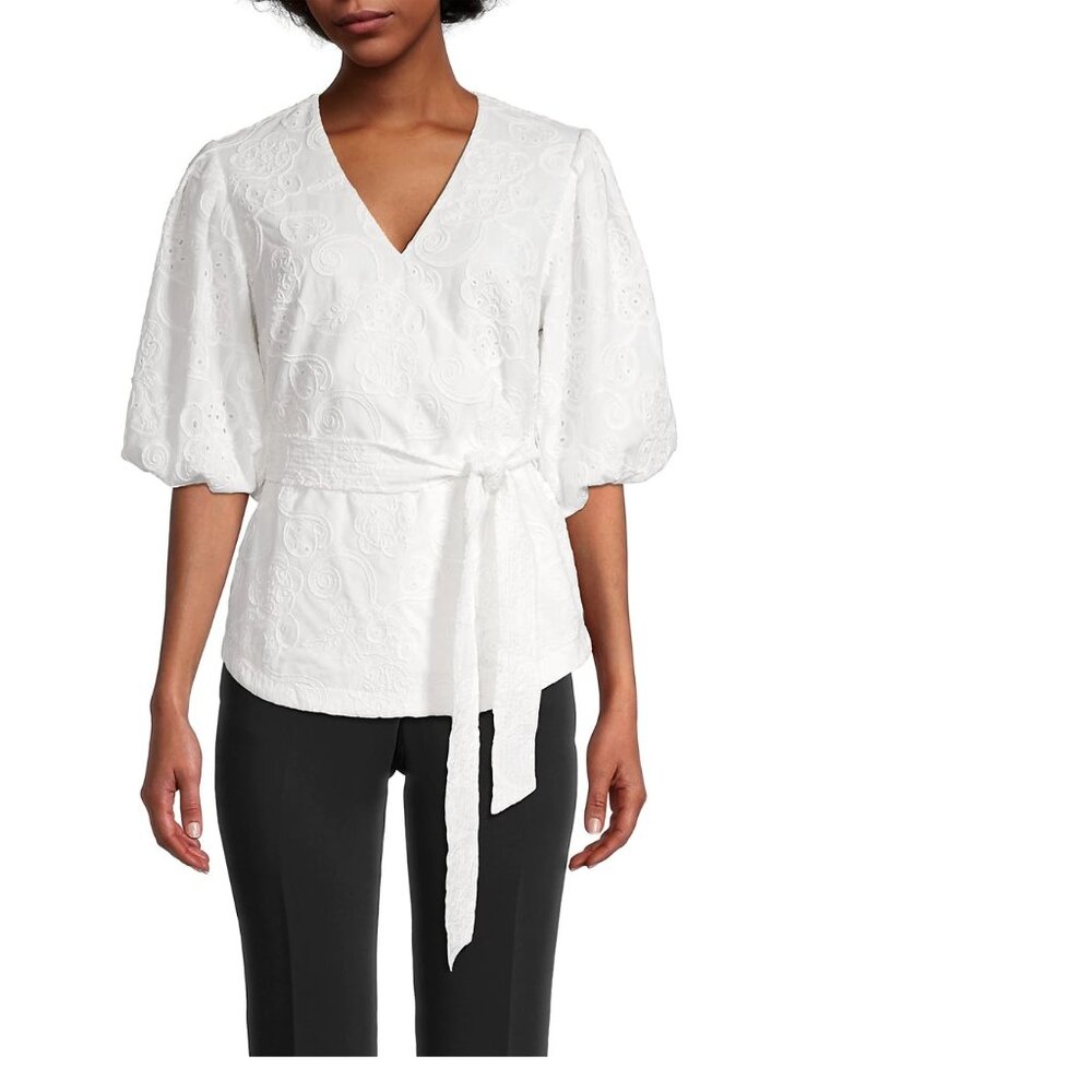 New Elie Tahari Wrap Front Blouse Top - Picture 12 of 13
